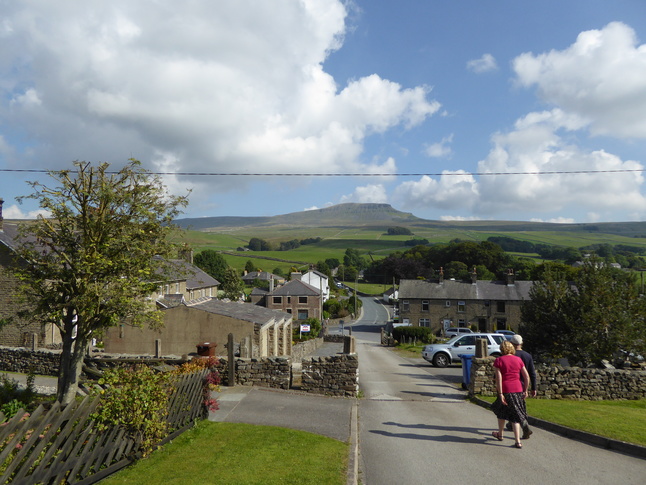 Horton-in-Ribblesdale
						 sloping road down