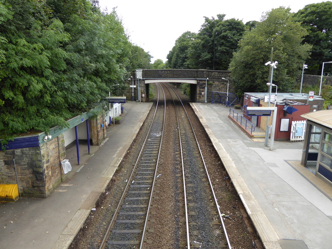 New Mills Newtown looking west from footbridge