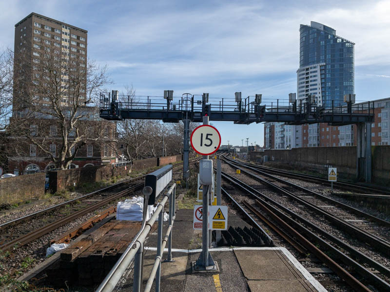 Looking back east along the line from the end of platform 3