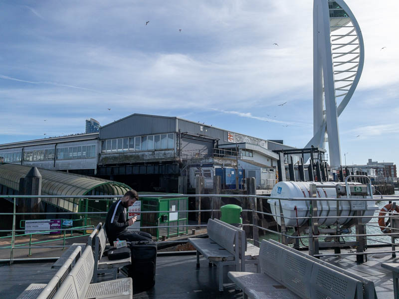 From the Gosport ferry, we can see the green walkway leading from the water to platform level