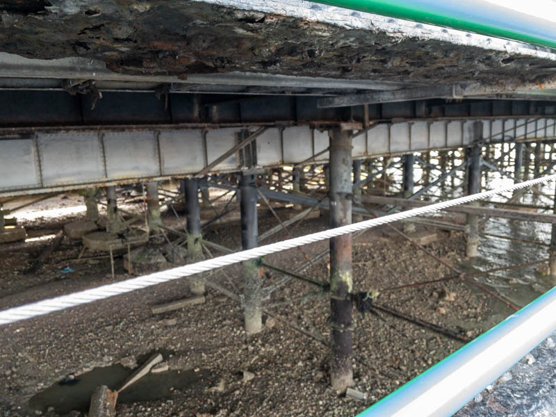 Looking under the pier supporting the platforms