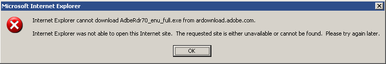 Internet Explorer download error