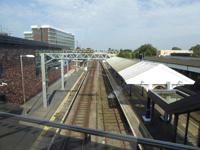 Altrincham looking north from the footbridge at platforms 1 and 2