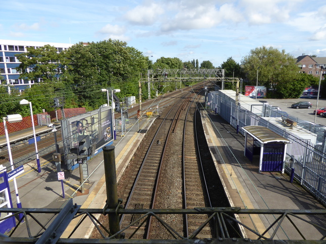 Cheadle Hulme platforms 3 and 4 looking north from footbridge