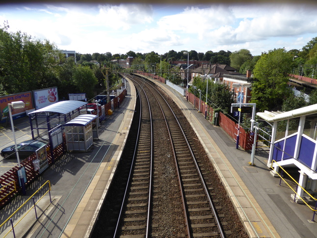 Cheadle Hulme platforms 3 and 4 looking south from footbridge