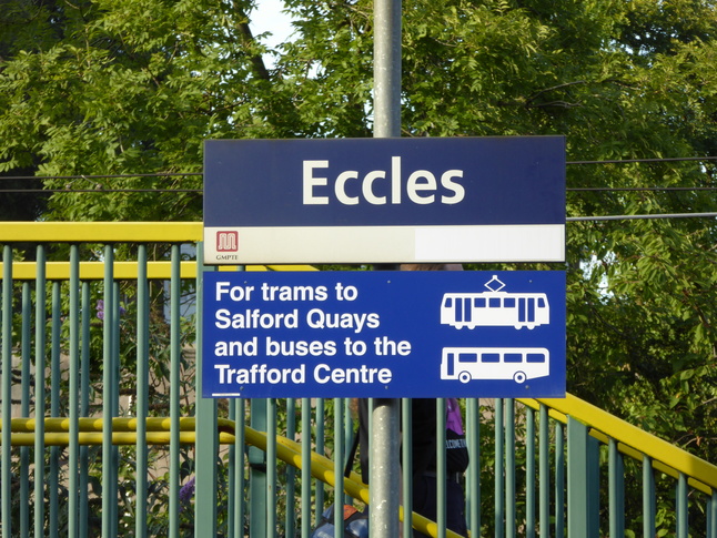 Eccles for trams to Salford Quays and buses to the Trafford Centre
