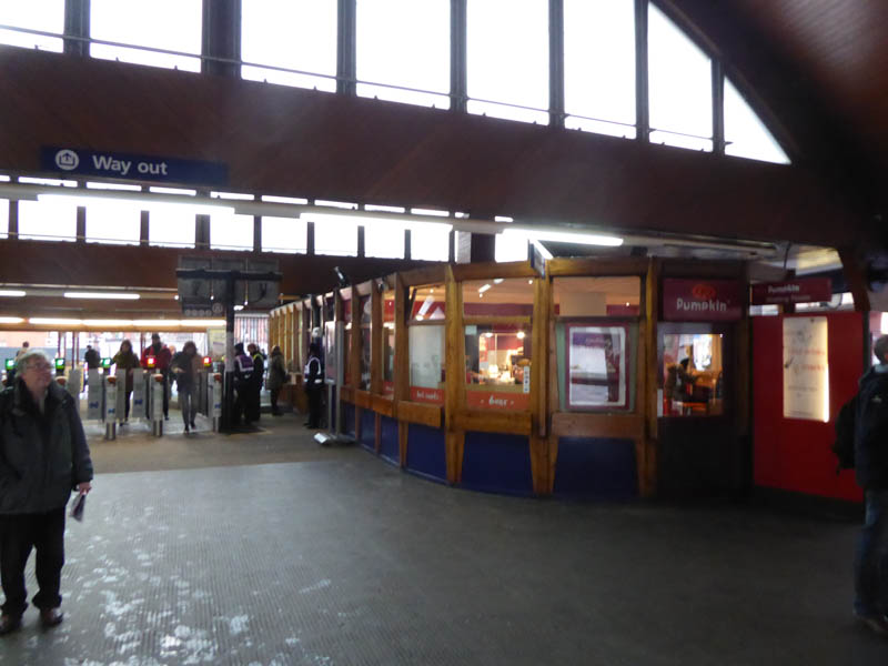 Sheltering from the rain inside the concourse