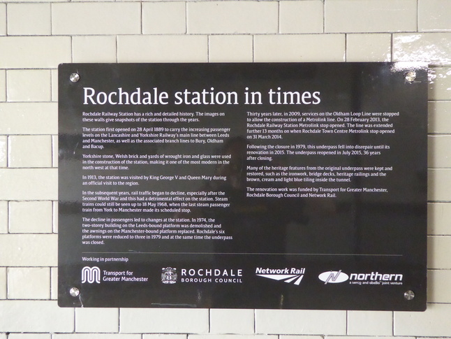 Rochdale station subway information board