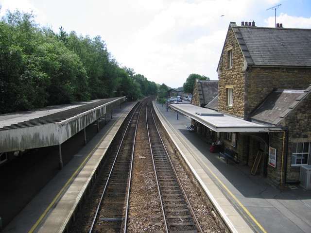 Sherborne from footbridge looking
west