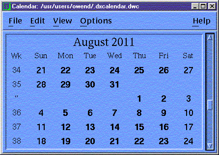 A DEC Motif application (dxcalendar)