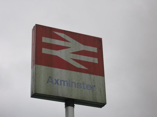 Axminster station sign