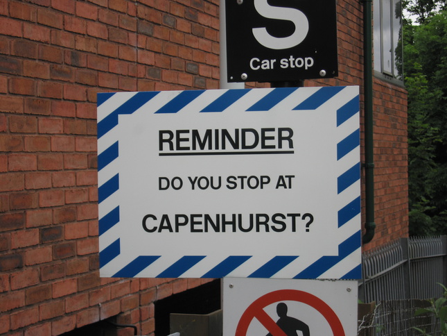 REMINDER - DO YOU STOP AT
CAPENHURST?