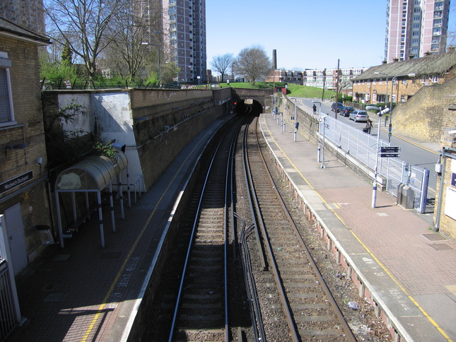 Woolwich Dockyard from
footbridge looking west