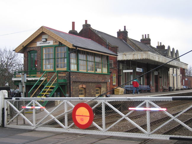 Attleborough level crossing and
signalbox