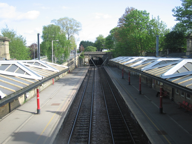 Bingley from footbridge looking
south