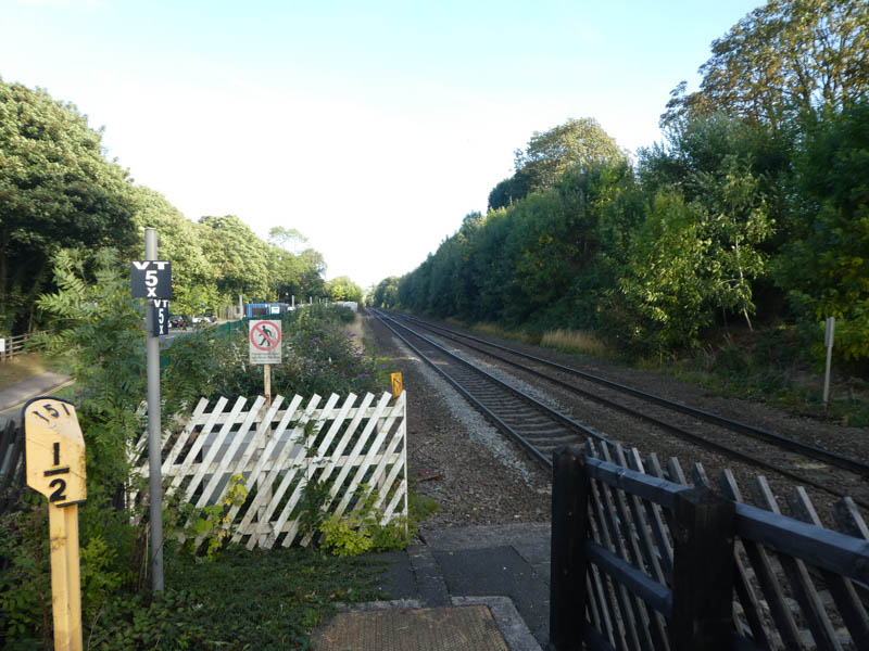Looking east along the line from the end of platform 1