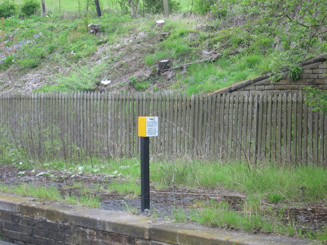 Honley disused platform
environmental warning
