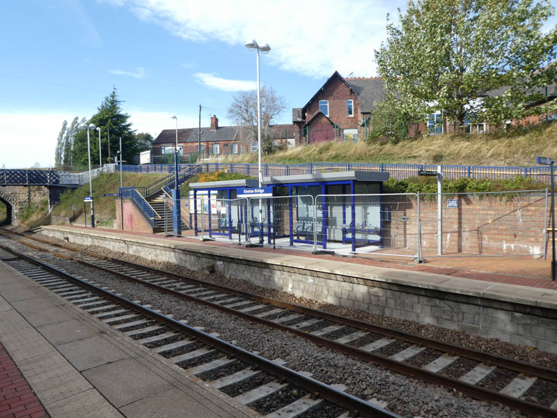 The shelters (and protective barriers) on platform 1