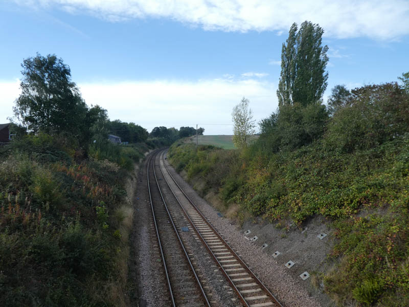 Looking west from the metal footbridge along the line