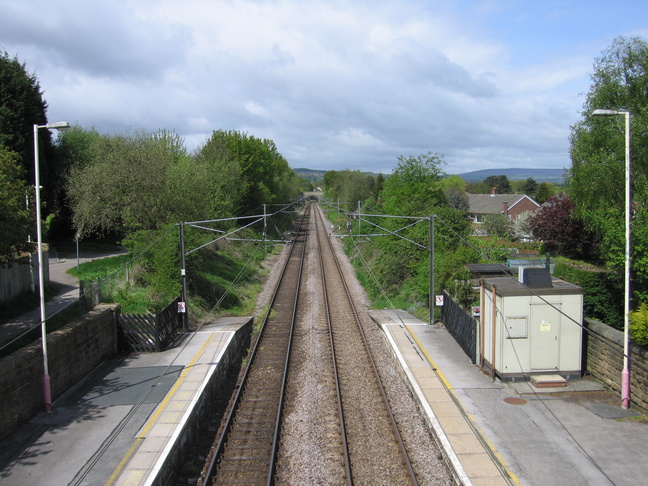 Menston from footbridge looking
west