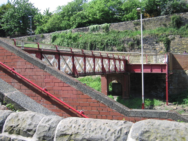 Morley looking along footbridge