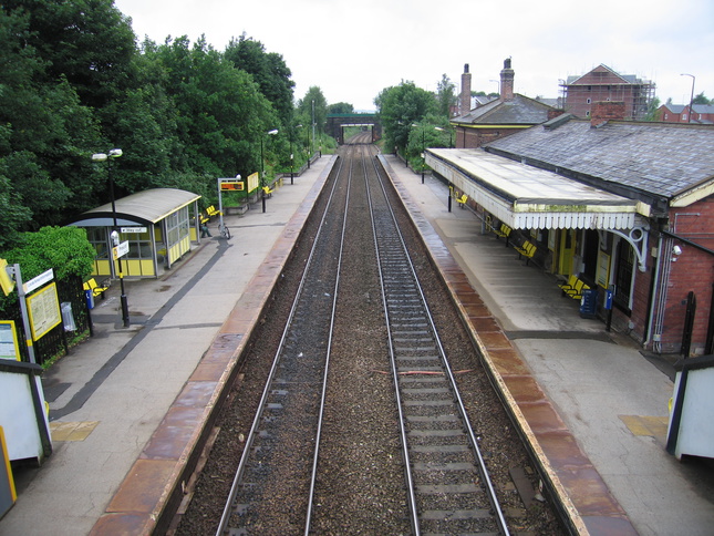 Prescot looking west from
footbridge