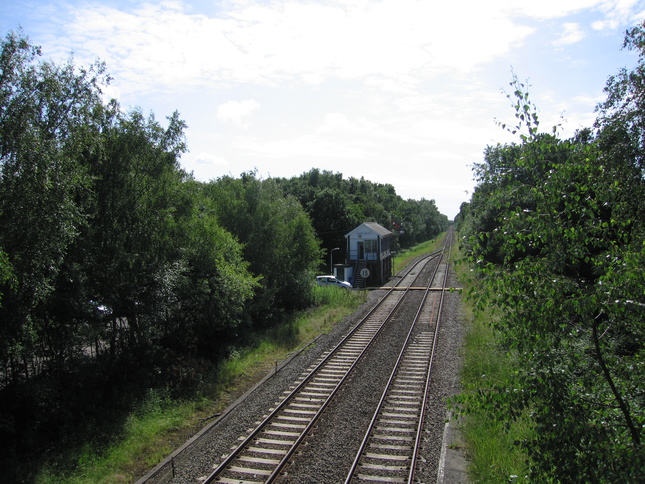 Rainford from footbridge looking
west