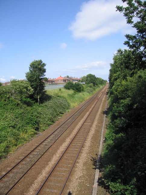 Whiston from footbridge looking
east