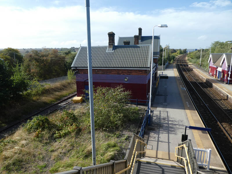 Platform 2 and the side of the station building on it