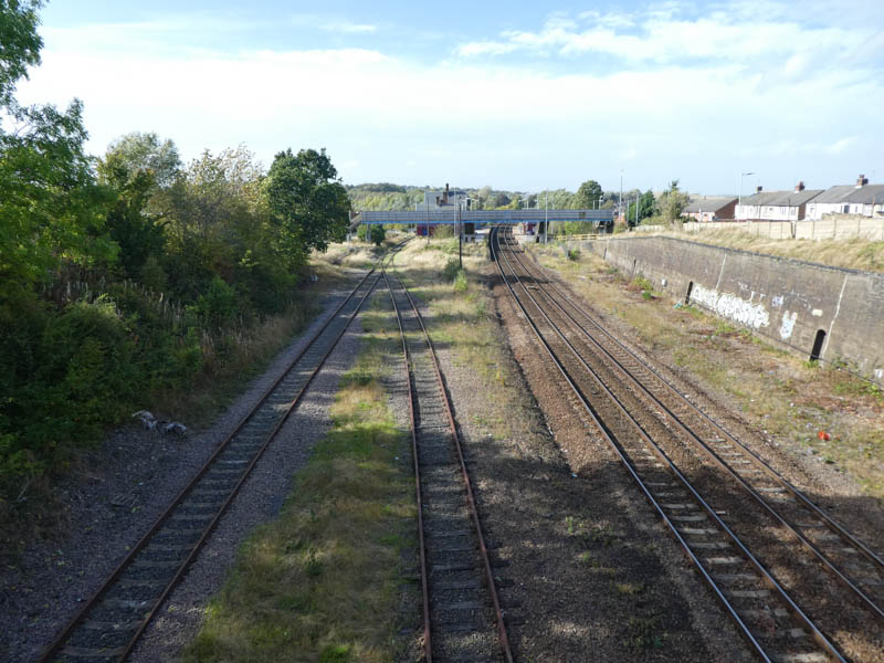 The station area seen from the road bridge to the east of the station