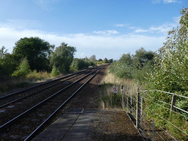 Looking north along the line from the end of platform 1