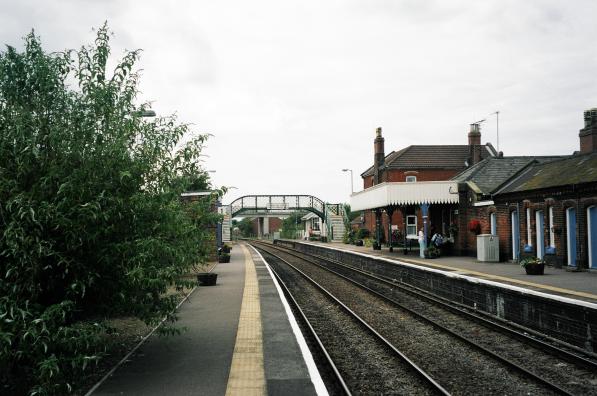 Acle, looking West at footbridge and
signal box