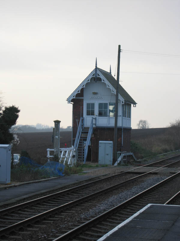 The signalbox at the western end of the station, on the other side of the Pottergate Road crossing