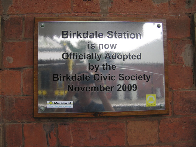 Birkdale station adoption plaque