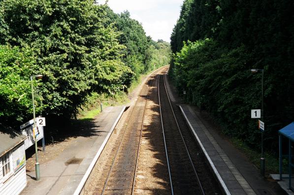 From the footbridge, looking
East