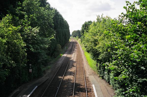 From the footbridge, looking
West