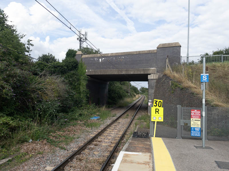 Looking north under the road bridge