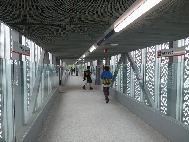 Cambridge North inside the footbridge