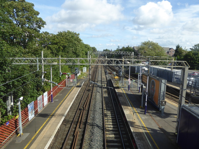 Cheadle Hulme platforms 1 and 2 from footbridge looking north