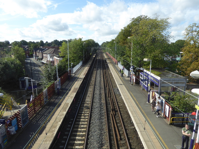 Cheadle Hulme platforms 1 and
2 from footbridge looking south