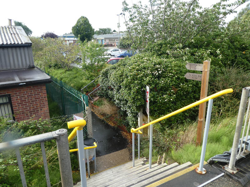 Steps lead down from platform 2 to Gilray Road