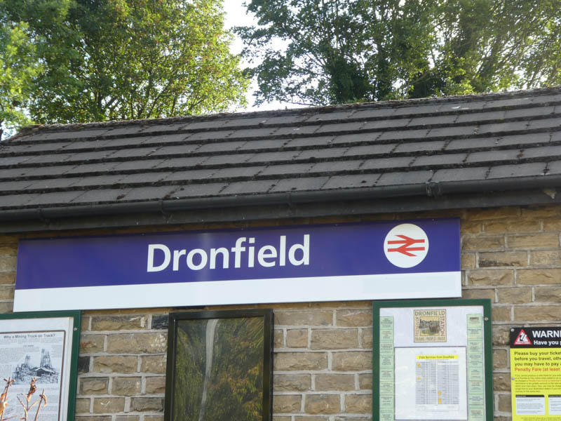 The  station sign at Dronfield