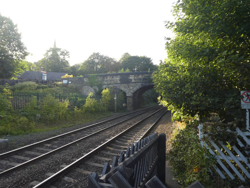 Looking west along the line from tne end of platform 1