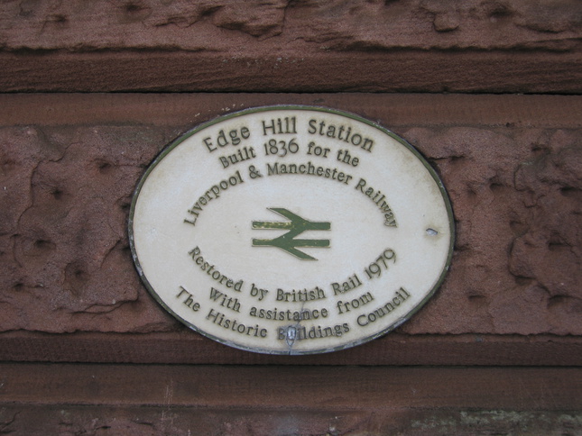 Edge Hill Station.  Built 1836
for the Liverpool & Manchester Railway.  Restored by British Rail
1979.  With assistance from The Historic Buildings Council
