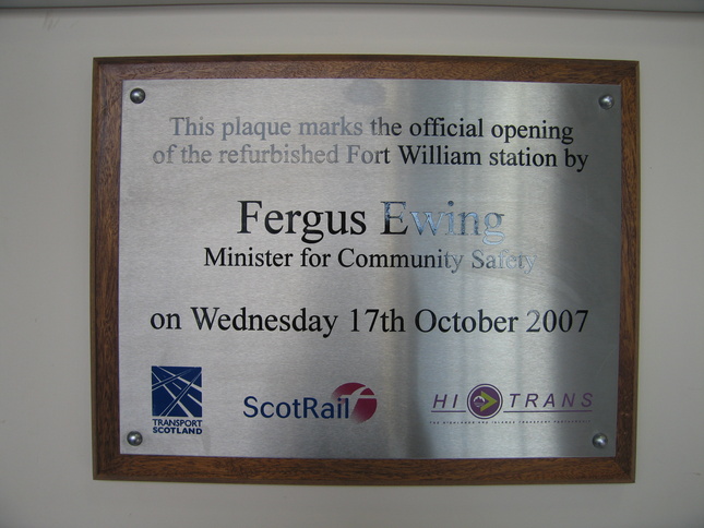 Fort William plaque - 2007
refurbishment