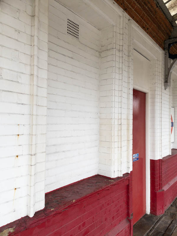 The windows in the station building on platform 2 are bricked up