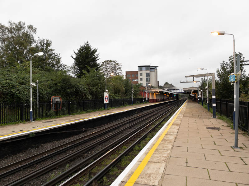 Looking north at Kenton station from the south end.
