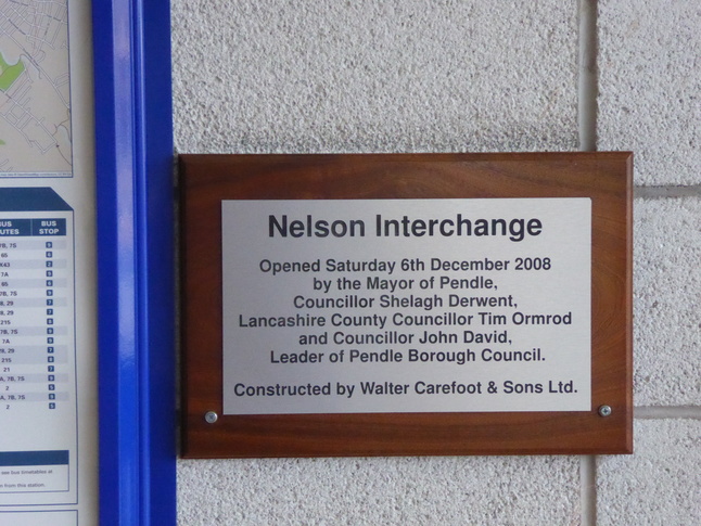 Nelson Interchange - Opened Saturday
6th December 2008 by the Mayor of Pendle, Councillor Shelagh Derwent,
Lancashire County Councillor Tim Ormrod and Councillor John David,
Leader of Pendle Borough Council.  Constructed by Walter Carefoot
& Sons Ltd.