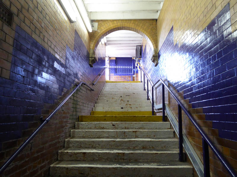 Looking up the steps to platform 2