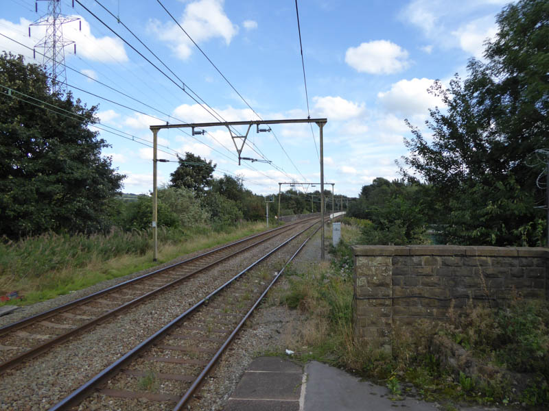 Looking east along the line from the end of platform 1